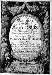 Titelblatt der graphischen Sammlung -Rahmen mit Früchten - Girlanden