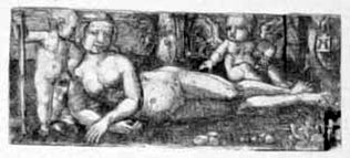 Liegende Venus mit zwei Amoretten