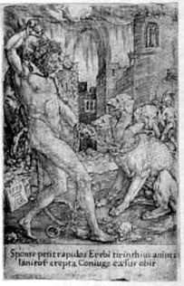 Herakles überwaltigt den Höllenhund Kerberos