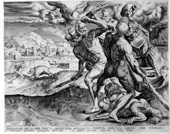 Herakles raubt die Rinder des Geryones