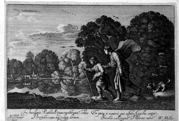 Tobit und der Erzengel Raphael - Tobit mit dem Fisch