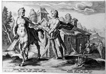 Apollo übergibt Aesculapius dem Kentaur Chiron zur Erziehung