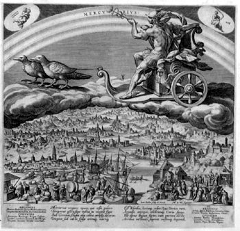 Allegorische Darstellung -   Merkur - Sternzeichen Zwillinge und Jungrau