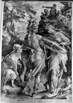 Minerva und Merkur übergeben dem Perseus die Waffen