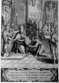 Einsetzung des Dionysius, des Onkel der Hl. Afra, durch Bischof Narcissus