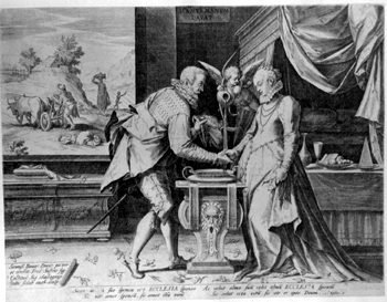 Allegorische Darstellung  - Eine Hand wäscht die andere