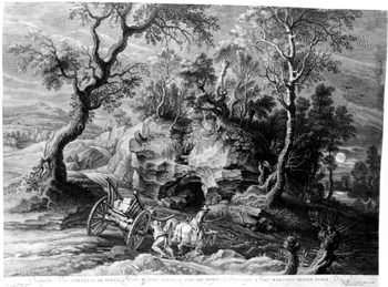 Landschaft mit dem Leiterwagen