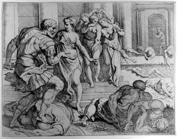 Odysseus ruft seine ungehorsamen Dienerinnen zusammen