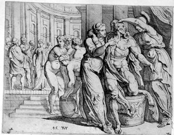 Odysseus steigt aus dem Bad