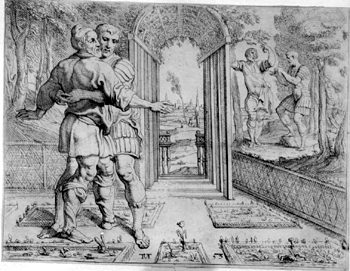 Odysseus gibt sich  seinem Vater Laertes zu erkennen