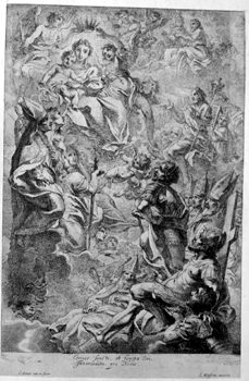 Thronende Maria mit Christuskind und  Heiligen