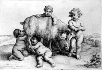 Kinder mit einem Bock