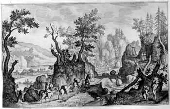 Waldlandschaft mit fahrenden Händlern