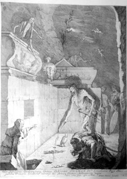 König Saul spricht bei der Hexe von Endor mit Samuels Geist
