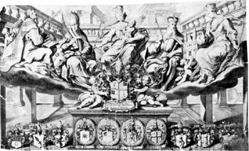 Allegorische Darstellung des gestorbenen Bischofs von Basel