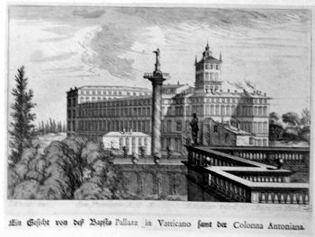 Ansicht des Palazzo del Quirinale mit Mark-Aurel-Säule