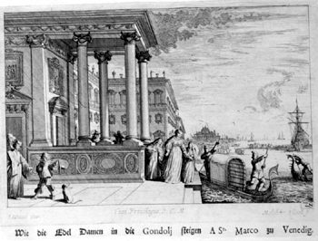 Ansicht des Canale Grande mit Gondeln in Venedig