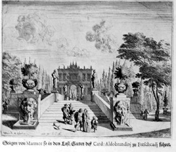 Ansicht vom "Lustgarten" bei Villa Aldobrandini in Frascati