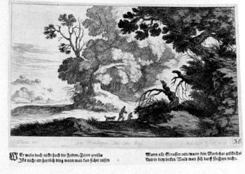 Landschaft mit zwei Wanderern