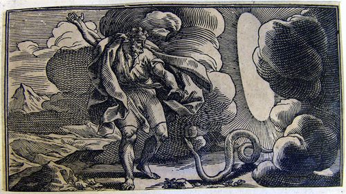 Gott verwandelt Moses Stab in eine Schlange