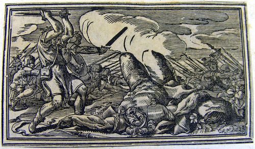 Samuel hauet Agag, den König der Amalekiter in Stücke