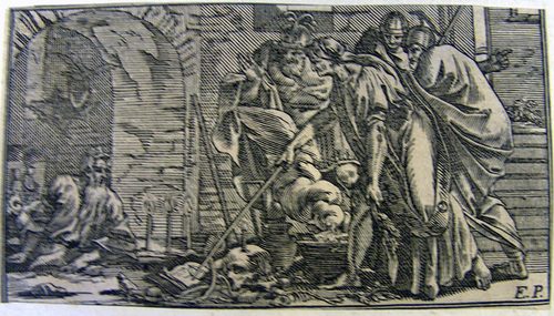 König Saul spricht bei der Hexe von Endor mit Samuels Geist