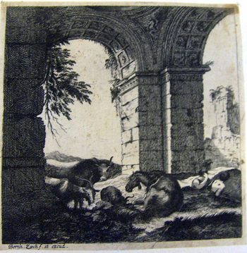 Pferde in einer Ruine