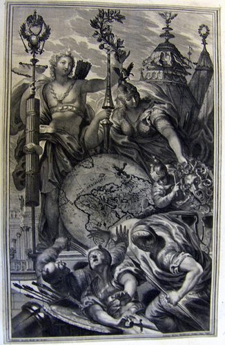 Allegorische Darstellung der Türkensiege des Hauses Habsburg  -Amor als Apollo und Minerva besiegen die Osmanen