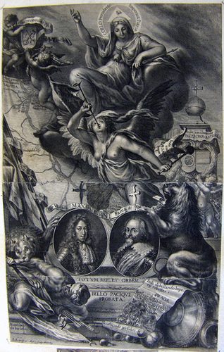 Allegorische Darstellung - Huldigung auf Bayern durch Kurfürsten Maximilian I. und Maximilian II. Emanuel