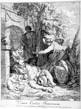 Allegorische Darstellung der Schädlichkeit des Weines
