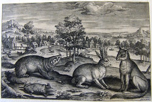 Ein Hase mit einem Geweih und ein Maulwurf