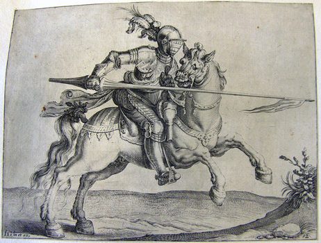 Ein Reiter im Harnisch mit Lanze