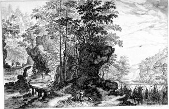 Waldlandschaft mit einer Brücke
