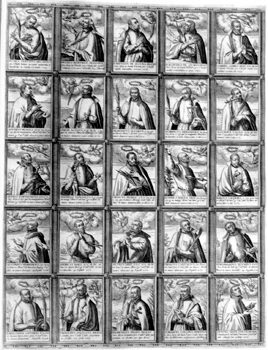 Blatt mit Bildnissen der Märtyrer aus dem Jesuitenorden