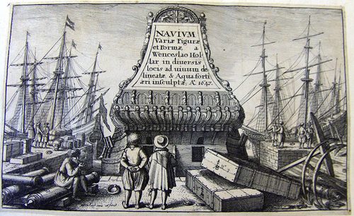Titelblatt >>NAVIVM Variae Figurae et Formae, a Wenceslao Hollar in diuersis locis ad uiuum delinetae & Aquaforti aeri insculptae, A 1647<<