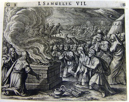Die Israeliten siegen durch Busse und Gebet - Betender Samuel in Mizpa