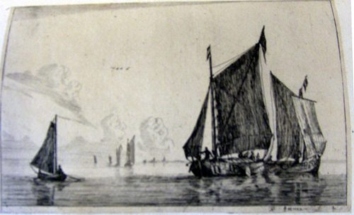 Ein Dreimaster auf windstiller See