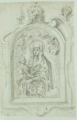 Maria mit dem Christuskind in einer Nische