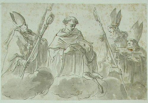 Ein Brunnen mit Herakles, den Nemeischen Löwen erwürgend