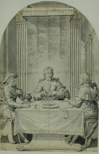 Drei Putten mit Buchstaben  C, P, A, F