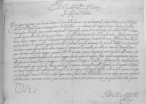 Dedikationsblatt >>...Ill Sig Card. Ottoboni... Carlo Cesio<< (italienischer Text)