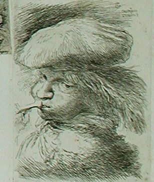 Ein junger Mann mit der Flachmütze, auf der Trompete blasend