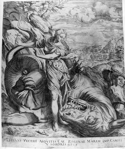 Hl. Margarethe von Cortona mit dem Drachen