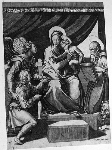 Maria mit dem Christuskind, Hl. Hieronymus, Erzengel Raphael und Tobias