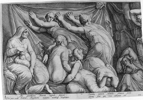 Niobe rühmt sich selbst gegenüber Leto; Mutter von Apollo und Diana, die aus der Rache ihre Kinder töten
