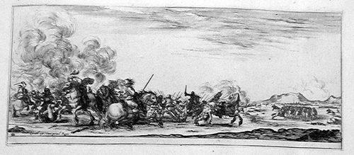 Sechs Kratervasen mit Blumen