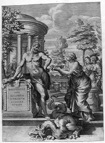 Herakles mit Hesperiden und dem erlegten Drachen Ladon