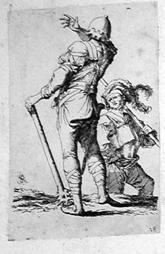 Zwei Soldaten, ein vom Hinten und eine Keule haltend