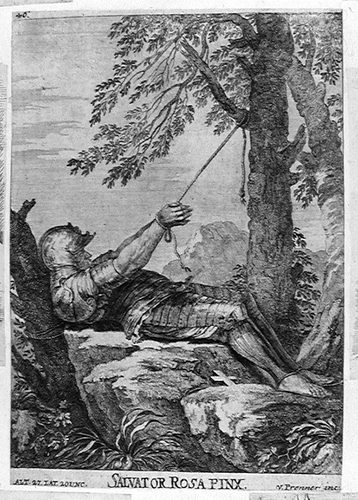 Hl. Wilhelm von Maleval als Büßer, an einen Baum gefesselt