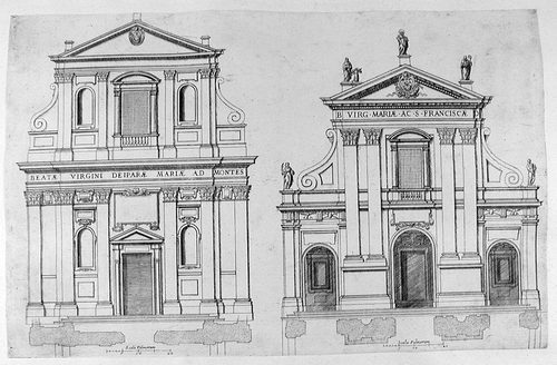 Madonna dei Monti und Santa Maria Nova - San Francesca Romana in Rom - Aufrisse der Fassade
